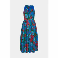 Oasis Bright Floral Knot Detail Scuba Midi Dress For Female -Oasis Sales Store unnamed file 2985