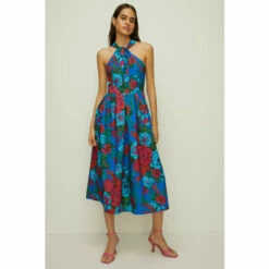 Oasis Bright Floral Knot Detail Scuba Midi Dress For Female -Oasis Sales Store unnamed file 2986