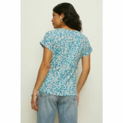 Oasis Spot Print Cotton Slub Roll Sleeve T-Shirt For Female -Oasis Sales Store unnamed file 3004
