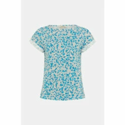 Oasis Spot Print Cotton Slub Roll Sleeve T-Shirt For Female -Oasis Sales Store unnamed file 3005