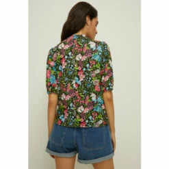 Oasis Slinky Jersey Floral Shirred Neck Top For Female -Oasis Sales Store unnamed file 3030