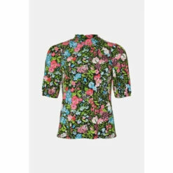 Oasis Slinky Jersey Floral Shirred Neck Top For Female -Oasis Sales Store unnamed file 3031