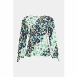 Oasis Asymmetric Floral Tie Cuff Top For Female -Oasis Sales Store unnamed file 3036