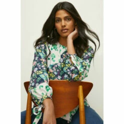 Oasis Asymmetric Floral Tie Cuff Top For Female -Oasis Sales Store unnamed file 3037