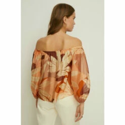 Oasis Rachel Stevens Viscose Silk Palm Print Top For Female -Oasis Sales Store unnamed file 3040