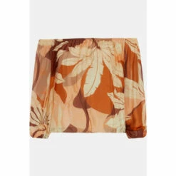 Oasis Rachel Stevens Viscose Silk Palm Print Top For Female -Oasis Sales Store unnamed file 3041