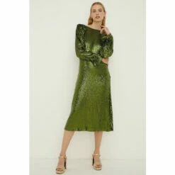 Oasis Rachel Stevens Sequin V Back Long Sleeve Midi Dress For Female -Oasis Sales Store unnamed file 3054