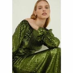 Oasis Rachel Stevens Sequin V Back Long Sleeve Midi Dress For Female -Oasis Sales Store unnamed file 3055