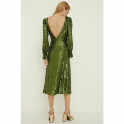 Oasis Rachel Stevens Sequin V Back Long Sleeve Midi Dress For Female -Oasis Sales Store unnamed file 3056