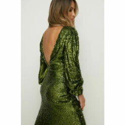 Oasis Rachel Stevens Sequin V Back Long Sleeve Midi Dress For Female -Oasis Sales Store unnamed file 3058
