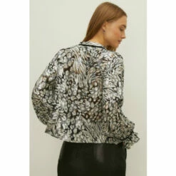 Oasis Metallic Animal Printed Velvet Trim Blouse For Female -Oasis Sales Store unnamed file 3066