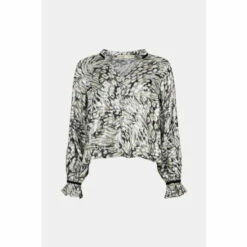 Oasis Metallic Animal Printed Velvet Trim Blouse For Female -Oasis Sales Store unnamed file 3067