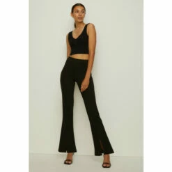 Oasis Ponte Split Front Flare Trouser For Female