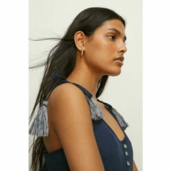 Oasis Button Through Tassel Midi Dress For Female