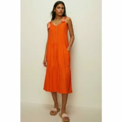 Oasis Button Through Tassel Midi Dress For Female -Oasis Sales Store unnamed file 3090