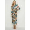 Oasis Tissue Crepe Floral Draped Split Midi Dress For Female