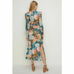 Oasis Tissue Crepe Floral Draped Split Midi Dress For Female -Oasis Sales Store unnamed file 3108