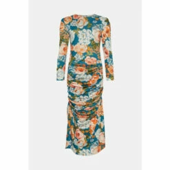 Oasis Tissue Crepe Floral Draped Split Midi Dress For Female -Oasis Sales Store unnamed file 3109