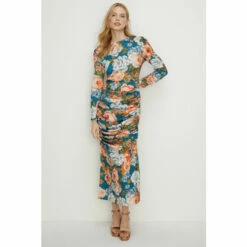 Oasis Tissue Crepe Floral Draped Split Midi Dress For Female -Oasis Sales Store unnamed file 3110