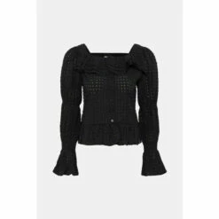 Oasis Textured Ruffle Yoke Square Neck Top For Female -Oasis Sales Store unnamed file 3120