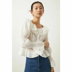 Oasis Textured Ruffle Yoke Square Neck Top For Female -Oasis Sales Store unnamed file 3122