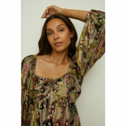 Oasis Metallic Paisley Printed Skater Dress For Female -Oasis Sales Store unnamed file 3124