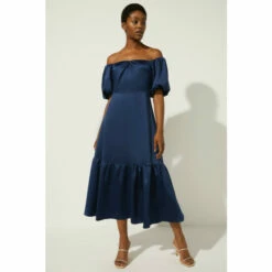 Oasis Bardot Ruched Front Midi Dress For Female