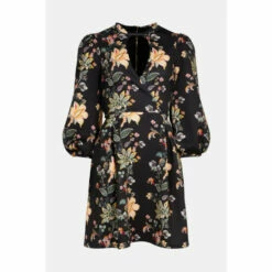 Oasis Trailing Floral Scuba Balloon Sleeve Skater Dress For Female -Oasis Sales Store unnamed file 3148