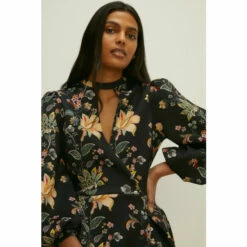 Oasis Trailing Floral Scuba Balloon Sleeve Skater Dress For Female -Oasis Sales Store unnamed file 3149