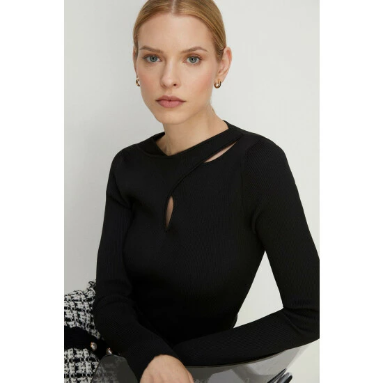 Oasis Premium Cut Out Ribbed Knit Top For Female 4 Oasis Premium Cut Out Ribbed Knit Top For Female - Image 2