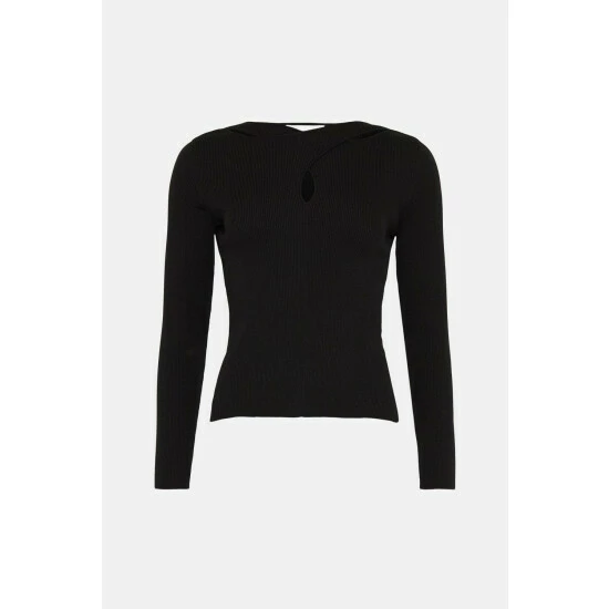 Oasis Premium Cut Out Ribbed Knit Top For Female 6 Oasis Premium Cut Out Ribbed Knit Top For Female - Image 4