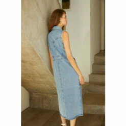 Oasis Pale Wash Sleeveless Denim Shirt Dress For Female -Oasis Sales Store unnamed file 3237