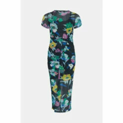 Oasis Bright Floral Ruched Mesh Midi Dress For Female -Oasis Sales Store unnamed file 3260