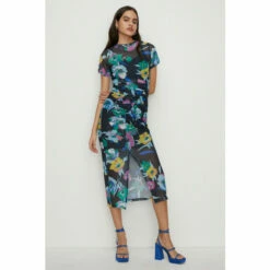 Oasis Bright Floral Ruched Mesh Midi Dress For Female -Oasis Sales Store unnamed file 3261