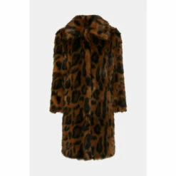 Oasis Rachel Stevens Collared Longline Animal Faux Fur Coat For Female -Oasis Sales Store unnamed file 327