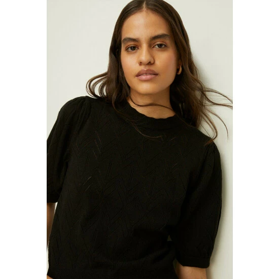 Oasis Zig Zag Pointelle Short Sleeve Knitted Jumper For Female 4 Oasis Zig Zag Pointelle Short Sleeve Knitted Jumper For Female - Image 2