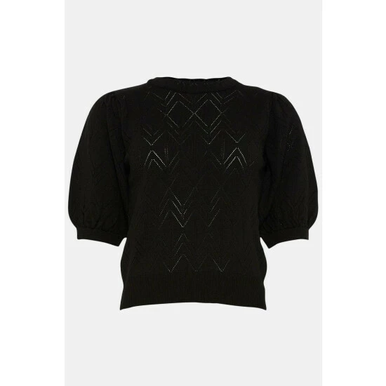 Oasis Zig Zag Pointelle Short Sleeve Knitted Jumper For Female 6 Oasis Zig Zag Pointelle Short Sleeve Knitted Jumper For Female - Image 4