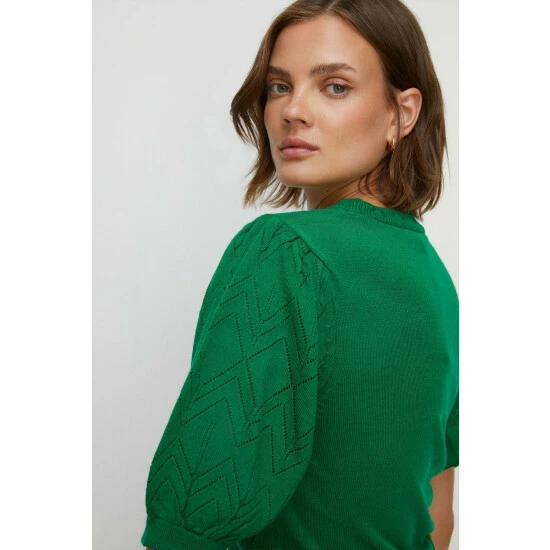 Oasis Zig Zag Pointelle Short Sleeve Knitted Jumper For Female 8 Oasis Zig Zag Pointelle Short Sleeve Knitted Jumper For Female - Image 6