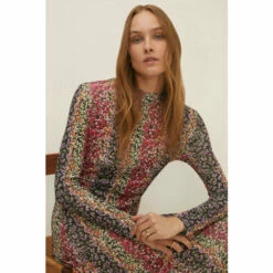 Oasis Floral Mesh Funnel Neck Asymmetric Midi Dress For Female -Oasis Sales Store unnamed file 3335