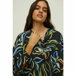 Oasis Leafy Floral Long Sleeve Cowl Neck Top For Female -Oasis Sales Store unnamed file 3342