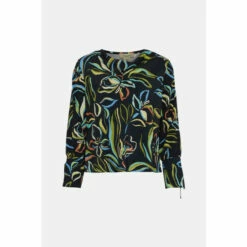 Oasis Leafy Floral Long Sleeve Cowl Neck Top For Female -Oasis Sales Store unnamed file 3344