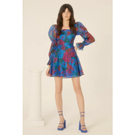 Oasis Floral Printed Square Neck Organza Dress For Female 4 Oasis Floral Printed Square Neck Organza Dress For Female - Image 2