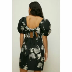 Oasis Palm Tree Printed Puff Sleeve Aline Dress For Female -Oasis Sales Store unnamed file 3385