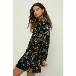 Oasis Petite Floral Velvet Empire Seam Mini Dress For Female