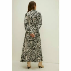 Oasis Mono Swirl Print Seam Detail Midi Shirt Dress For Female -Oasis Sales Store unnamed file 3419