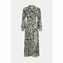 Oasis Mono Swirl Print Seam Detail Midi Shirt Dress For Female -Oasis Sales Store unnamed file 3420