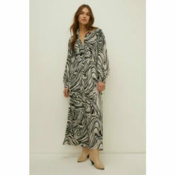 Oasis Mono Swirl Print Seam Detail Midi Shirt Dress For Female -Oasis Sales Store unnamed file 3421