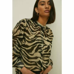 Oasis Zebra Printed Long Sleeve Shirt For Female