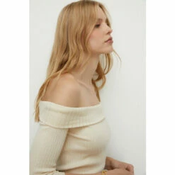 Oasis 3/4 Sleeve Rib Bardot Knit Jumper For Female -Oasis Sales Store unnamed file 3505