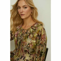 Oasis Metallic Paisley Printed Ruffle Blouse For Female -Oasis Sales Store unnamed file 3513